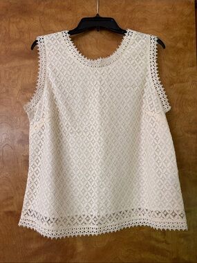 Women's Cream Lace Sleeveless Top
